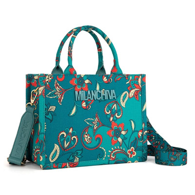 Milan Chiva Women's Shoulder Bag Handbags # Turquoise Green Canvas Fashion Gift