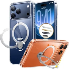TORRAS 360 Magnetic Stand for iPhone 17 Pro Max Case, Fit for MagSafe, Clear