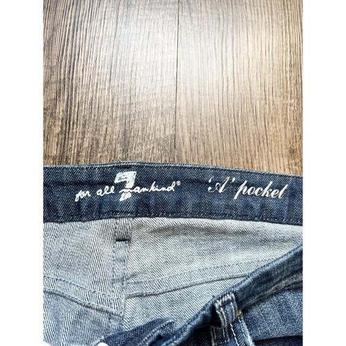 7 For All Mankind Size 32 "A" Pocket Embroidered Medium Wash Flare Leg Jeans - Picture 3 of 11