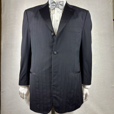 Isaia Napoli Black/Black Stripe Tuxedo Smoking Jacket 54 IT 44 R Never worn