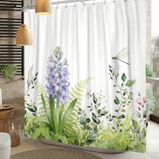 Spring Floral Shower Curtain Sage Green 72"W x 72"L Pack of 1 Green Purple