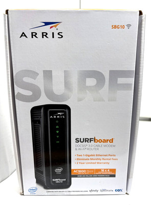 ARRIS SURFboard SBG10 DOCSIS 3.0 16 x 4 Gigabit Cable Modem & AC1600 Wi-Fi 5