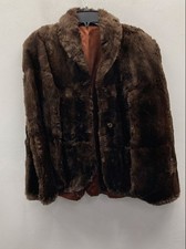 Vintage Women's Brown Faux Fur Coat Jacket Lined Sz L