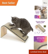 Sisal Angle Ramp Cat Scratcher, Natural Woven Sisal Surface Stable Wooden S...