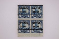 Houston Texas 5c Roosevelt Precancel Block of 4