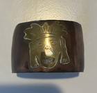 Vintage Abalone Festive Mask Copper & Brass Cuff Bracelet