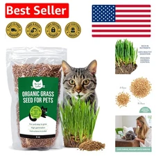 Nutrient-Rich Organic Cat Grass Seeds - Quick Growing 8 oz for All Breeds