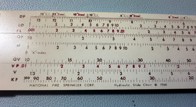 Pickett N906-T Hydraulic Slide Chart, National Fire Sprinkler Corp. 1968, RARE!!