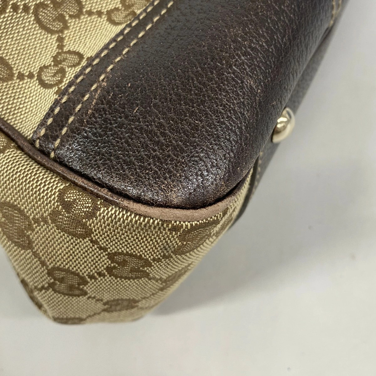 Gucci GG Canvas Sherry Line Tote Beige Brown Gold Women's thumbnail 6