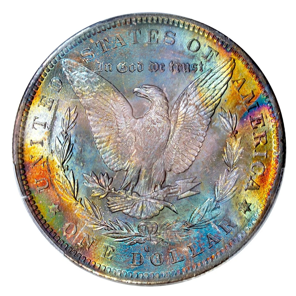 1883-O PCGS MS64 MORGAN $ PRETTY BRIGHT  MULTICOLOR RAINBOW TONED (VIDEO) - Image 2 of 4