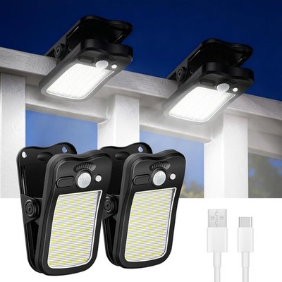 2Pcs Clip on Solar Lights Outdoor Motion Sensor Lights Waterproof Security Light