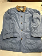 Vintage LL Bean Chore Jacket Mens XLT Lined Barn Coat Steel Blue Canvas