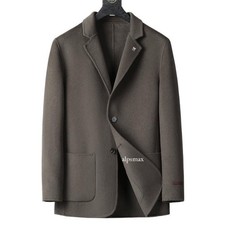 Mens 100 Wool Casual Double-sided Jacket Down Inner Warm Business Outwear