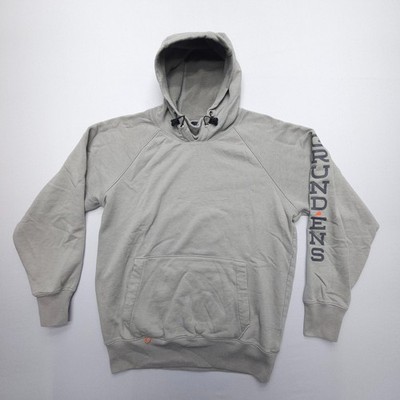 Grundens Dillingham Tech Hoodie Mens Medium Gray Fleece Spellout Fishing Work