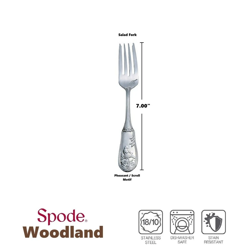 Garfo para salada Spode Woodland aço inoxidável 18/10 (conjunto de quatro) - Imagem 3 de 4