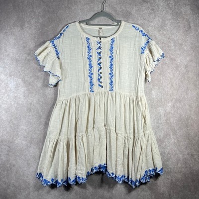 Free People Santiago Embroidered Mini Dress Womens Size Small Ivory Blue Boho | eBay Free People Santiago Embroidered Mini Dress Womens Size Small Ivory Blue Boho | eBay