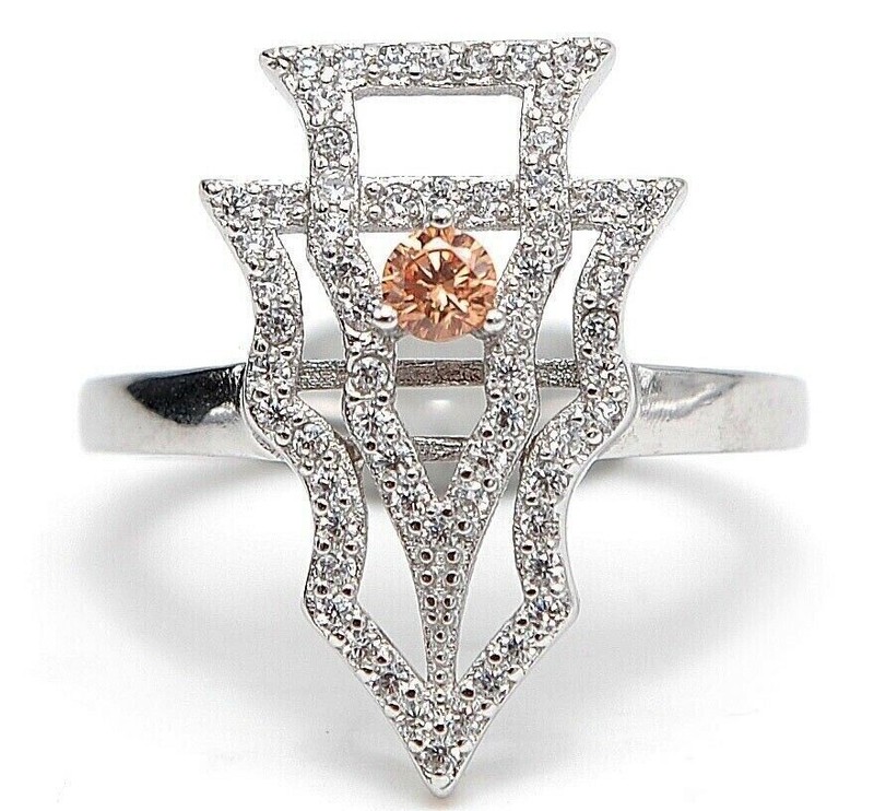 1CT  Padparadscha 925 Sterling Silver Ring Sz 6 U4-7