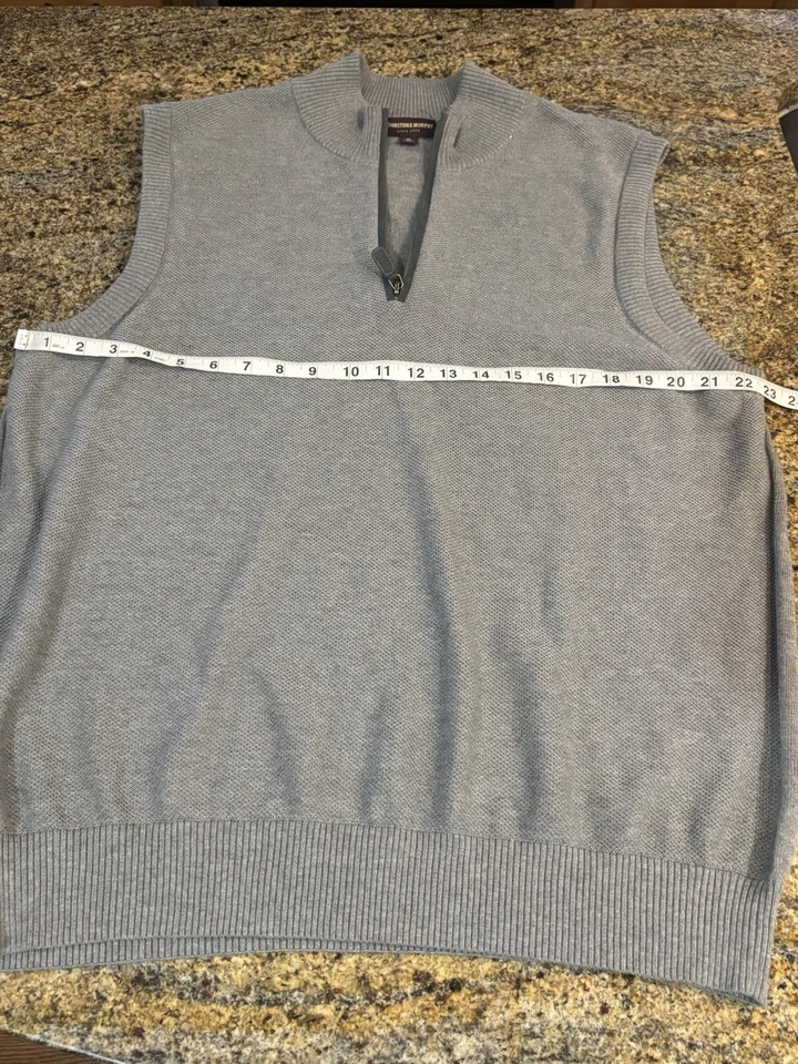 Johnston & Murphy Hombres Gris XL 1/4 Cremallera Algodón Pima Golf Suéter Chaleco Grandpacore Foto 3 de 4