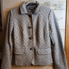 Talbots Wool Blend 4 Button Grey Tweed Blazer Sz 2