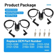 Set of 2 Ignition Coils for Kawasaki Vulcan 1500 VN1500 1996-2005 2006 2007 2008