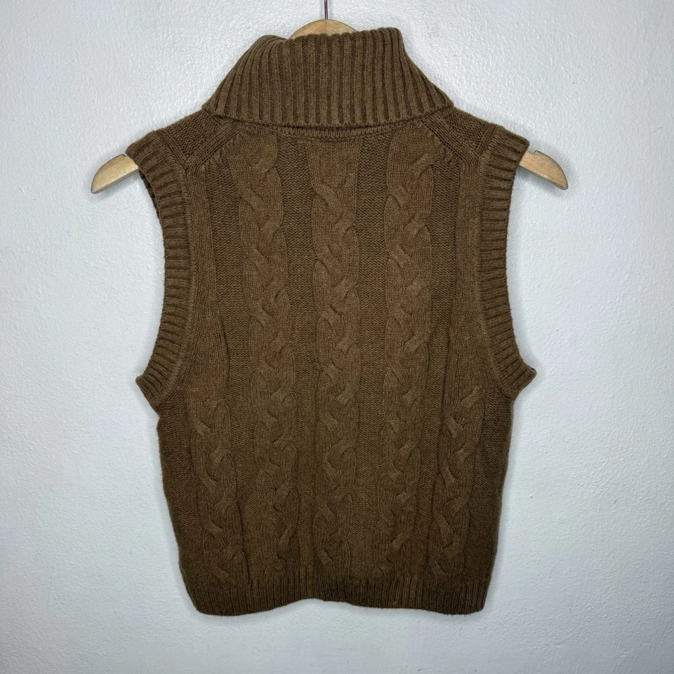 Gap Cash Soft Cable Knit Turtleneck Sweater Tank Cocoa Powder Brown Womens XS - Image 3 of 4