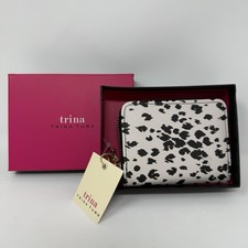 Trina Turk Black White Animal Print Faux Leat...