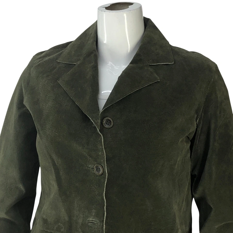 Chicos Mujer Talla 1 EE. UU. 8 Chaqueta Camisa Cazadora Cuero Verde  Foto 2 de 4