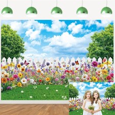 7x5FT Spring Backdrop Garden Landscape Scenery Photography Background Banner