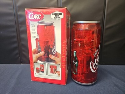 NEW Coca-Cola Motorized Coin Sorter Light Up Can Shaped W/ Box | eBay