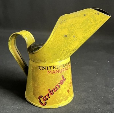 CARBUROL VINTAGE MOTORÖL AUSGIESSER DOSE HALBES PINT 2 TAKT KRUG DEXTROL MESSEN DOSE