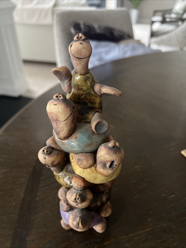 Rare Stacked Turtle Artist Signed By Artist Decor Art Ceramics. Adorable 7.25” T