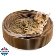 Koimsec Collapsible Cat Scratcher Lounge Bed, Cardboard Cat Bed, Corrugated P