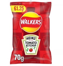 Walkers Tomato Ketchup Sharing Bag Crisps 70g X 18 Free Delivery