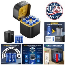 Eco-Friendly 8 AA Lithium Rechargeable Batteries with 3600mAh  Fast Charger