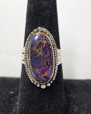 Purple Copper Turquoise Ring sz 7 Sterling Silver