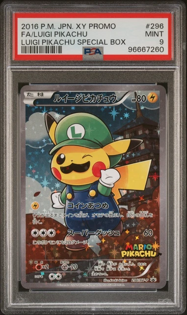 2016 Pokémon Japanese Promo Full-Art Luigi Pikachu Card 296/Xy-p PSA 9 Mint