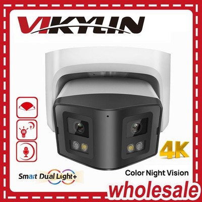 Vikylin 4K 8MP 180° Panoramic Security IP Camera 2-way Audio Full Color Dual Len