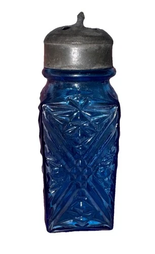 Vintage Cobalt Blue Glass Shaker 3.5" Depression Era Hazel Atlas Style VF