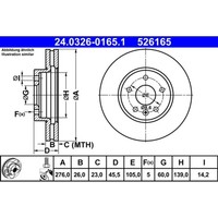 Bremsscheibe ATE 24.0326-0165.1 (2 Stk.) FüR Opel Chevrolet Astra J Caravan Aveo