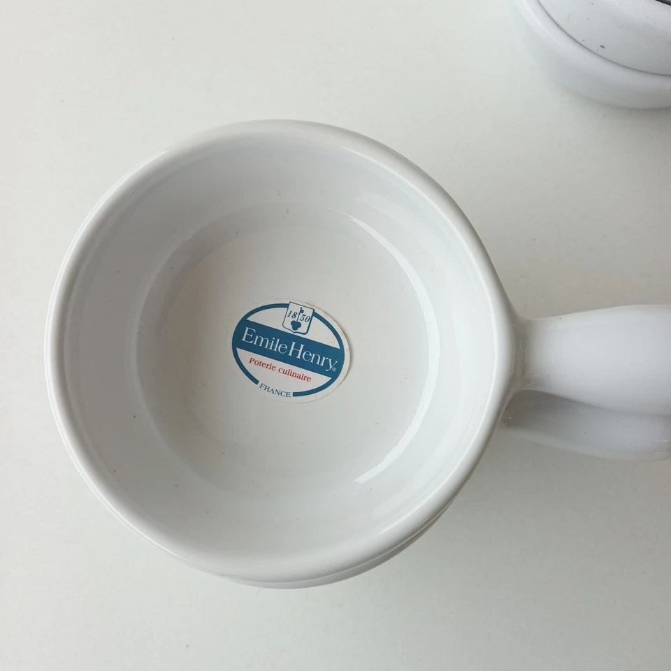 Lot  6 petits caquelons -Emile Henry - Blanc - Poterie culinaire - Photo 2/4