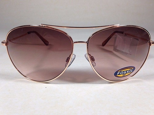 fossil aviator sunglasses new authentic gold large lens brown