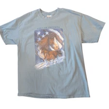Vintage Blue Spirit Of Freedom Horse Patriotic T-shirt Size Large