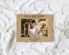 Image of Mr and Mrs | Personalised Photo Frame | ENGRAVED Gift | For 7X5 or 6x4 Picture