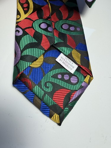 NWT VERSE 9 MULTI COLOR PAISLEY STYLE PRINT SILK DESIGNS NECK TIE & HANKY - Picture 4 of 4