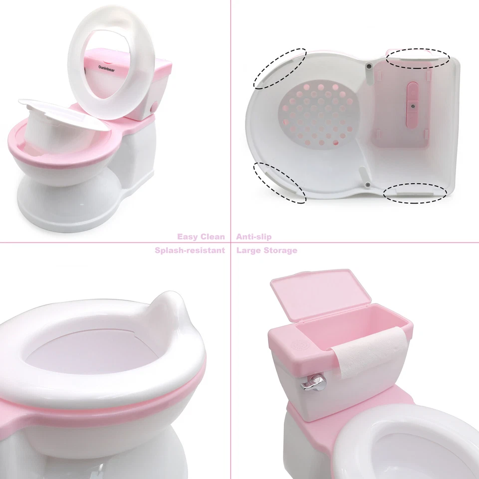 Pink Toddler Potty Training Toilet w/ Flushing Sound Handle Baby Chair Seat - Image 2 of 4