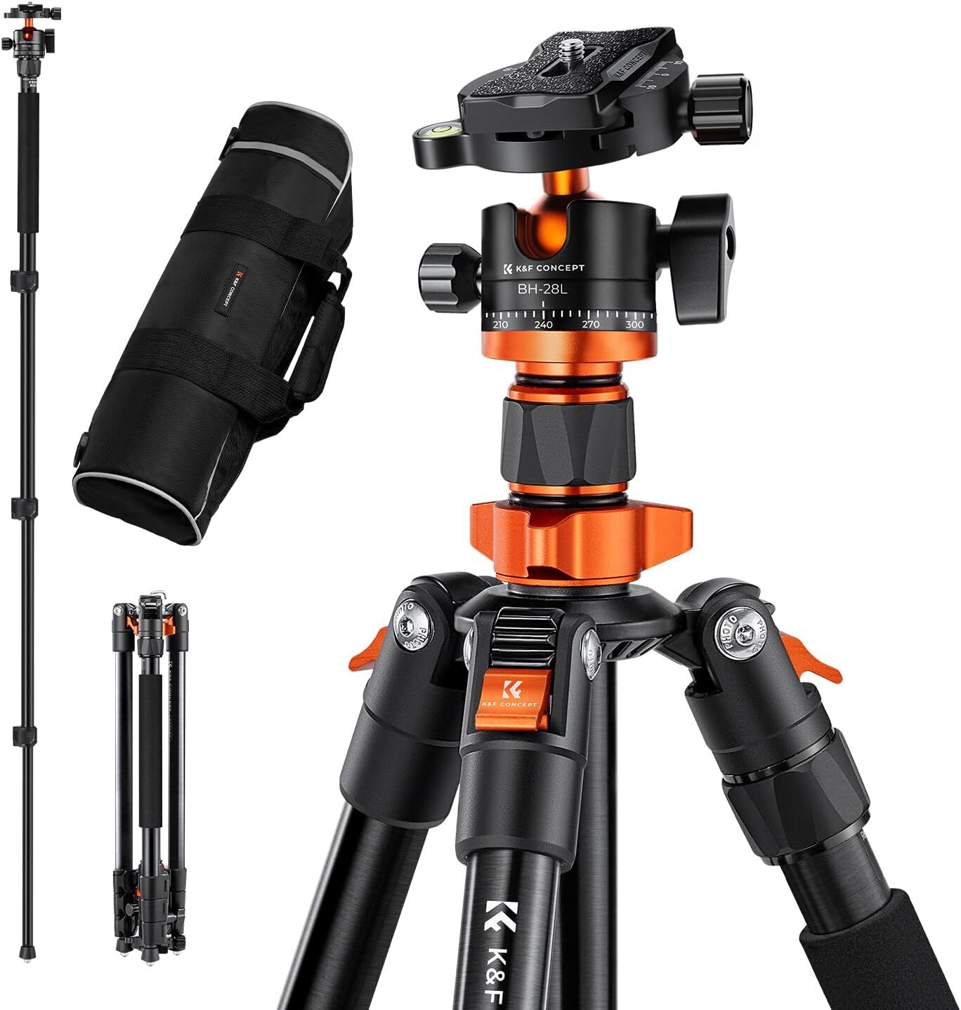 62”DSLR Camera Tripod,Lightweight and Compact Aluminum Detachable Monopod Tripod