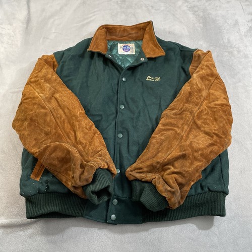 Vintage Hard Rock Cafe Leather Jacket Mens Green Love All Serve All San Fran