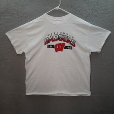 Wisconsin Badgers Shirt Adult Extra Large White NCAA College Sports University