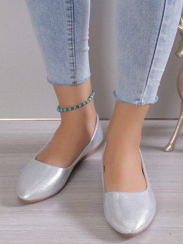 Women's Versatile Gold Flat Slip-On Shoes, Breathable Textile Casual Commute Wo - Picture 14 of 39