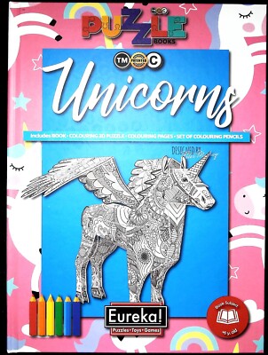 UNICORNS 3D Puzzle to Colour Book Colouring Pages Colouring Pencils New